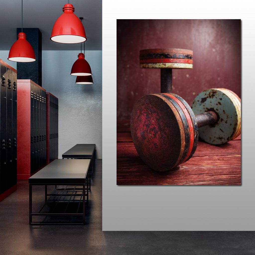 Rusty Dumbbells Canvas Wall Art