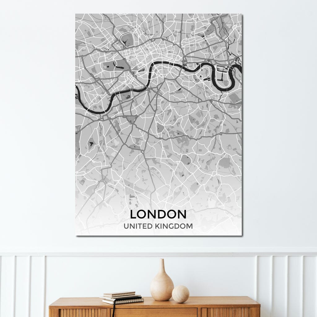 Map of London, UK Canvas Wall Art