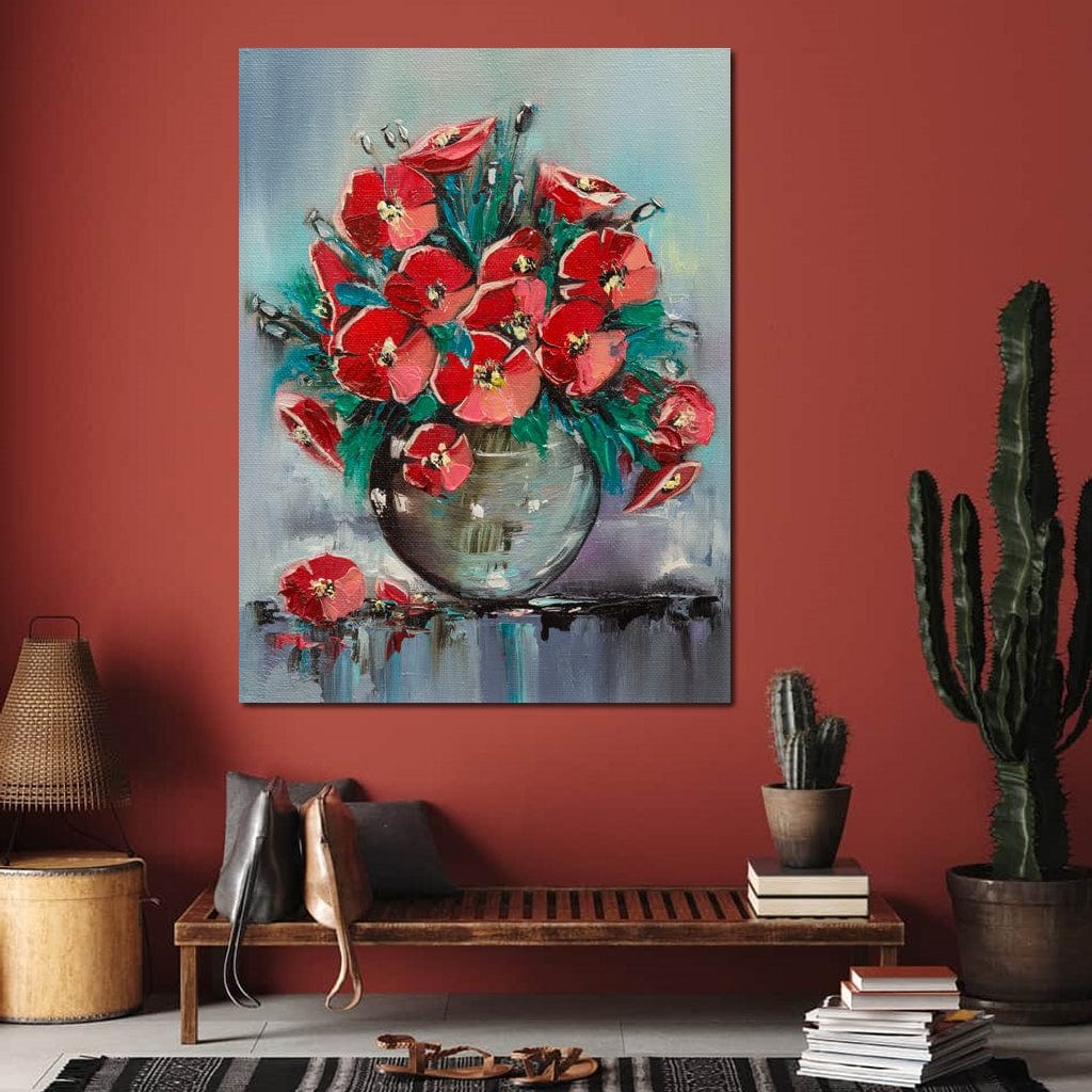 Vase with Poppies Canvas Wall Art