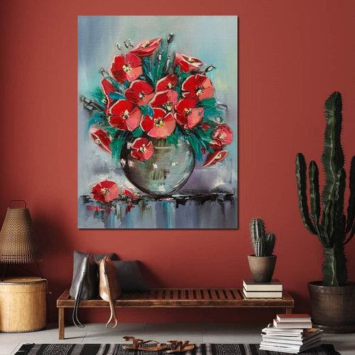 Vase with Poppies Canvas Wall Art