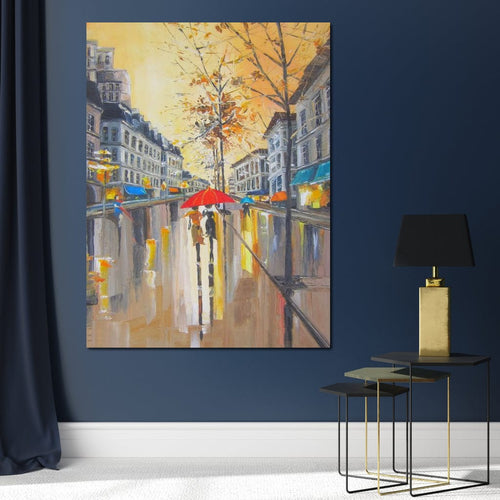Rain in Boston Canvas Wall Art