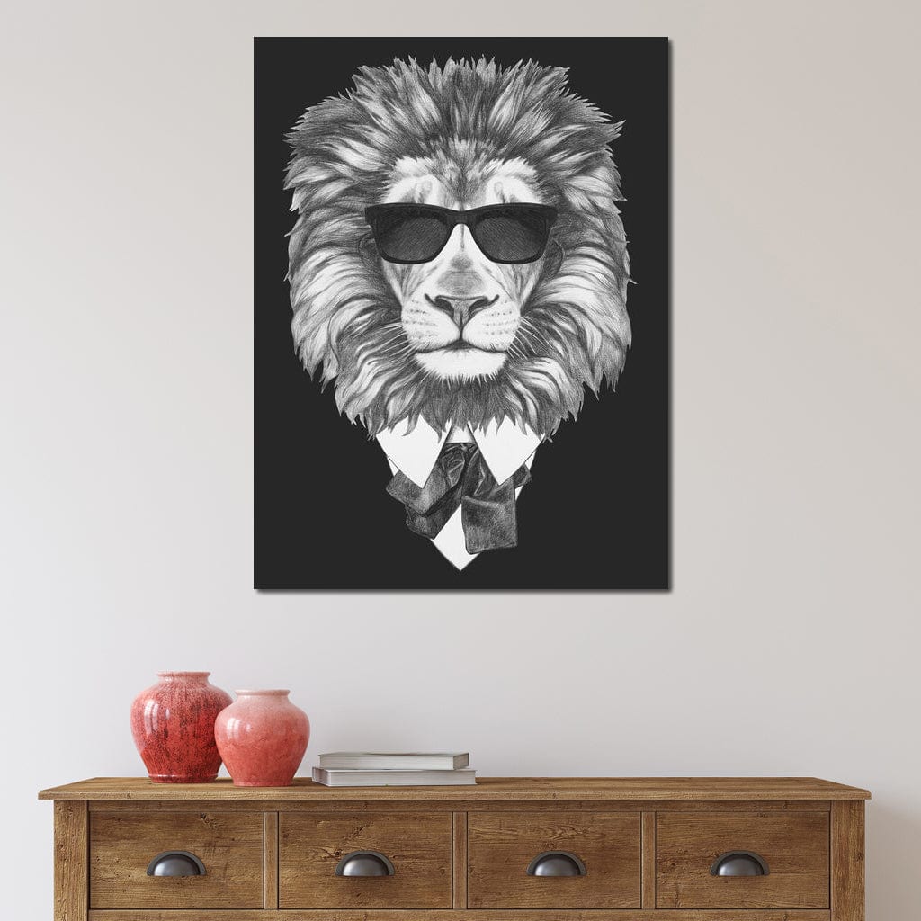 Dressed Up Lion Canvas Wall Art