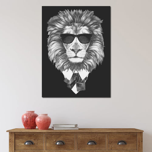 Dressed Up Lion Canvas Wall Art