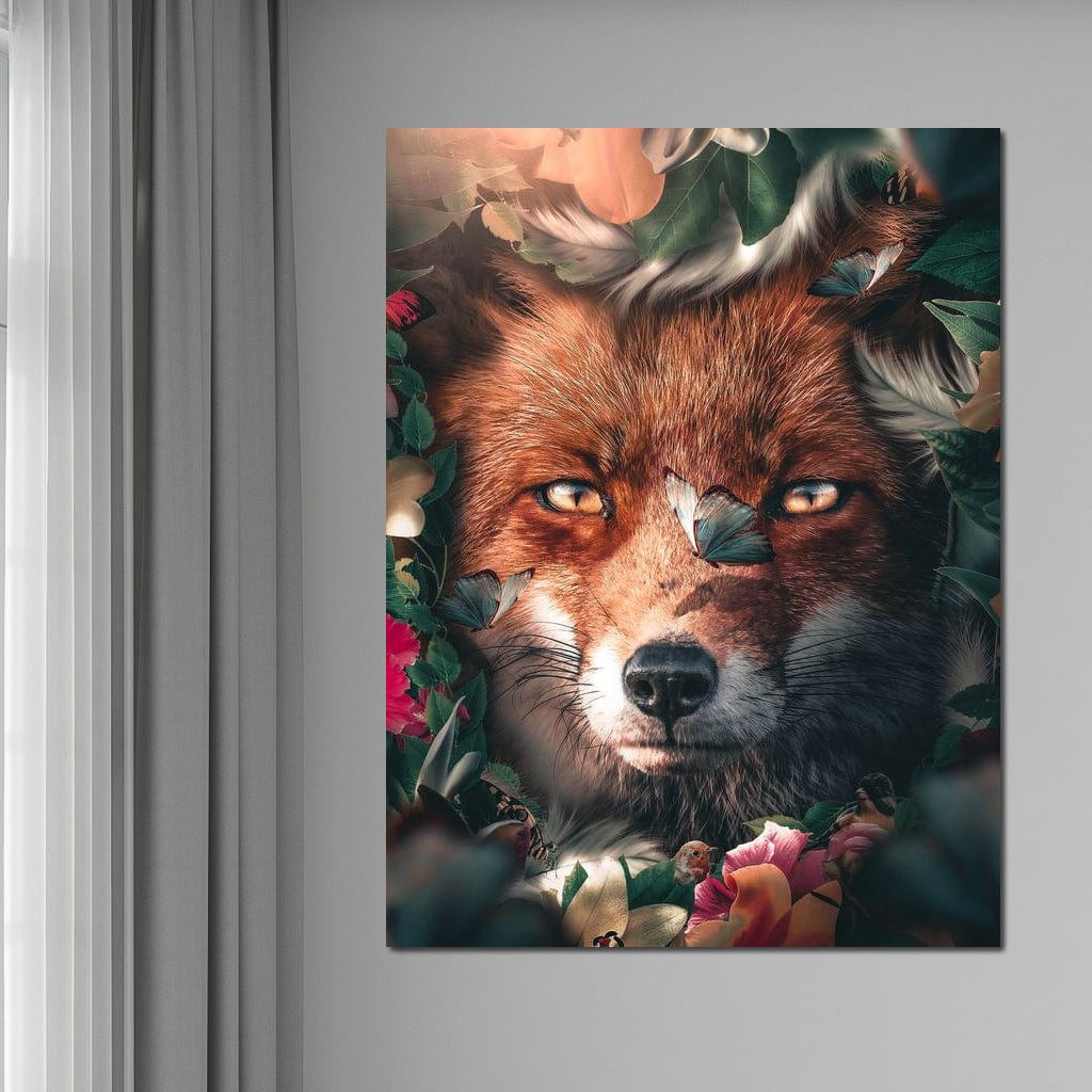 Floral Fox Canvas Wall Art
