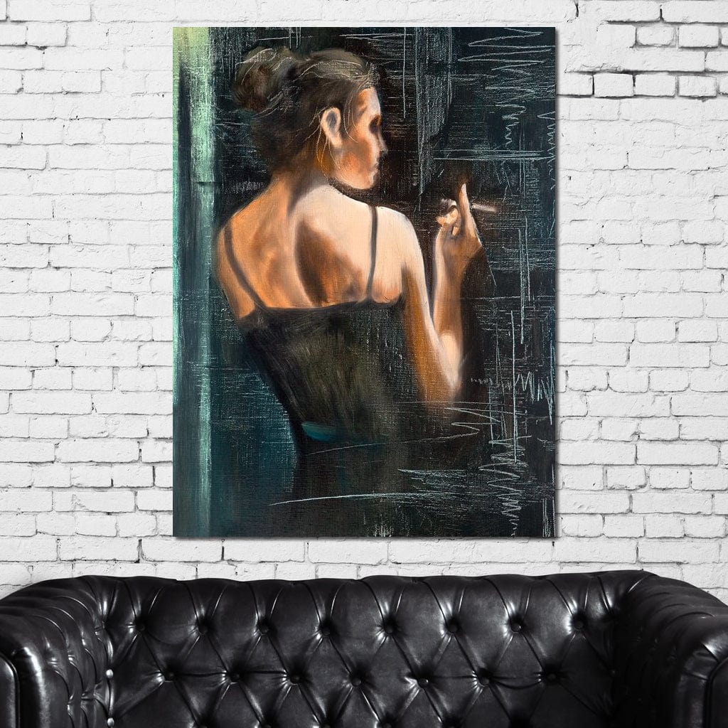 Smoking Woman Canvas Wall Art