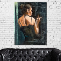 Smoking Woman Canvas Wall Art