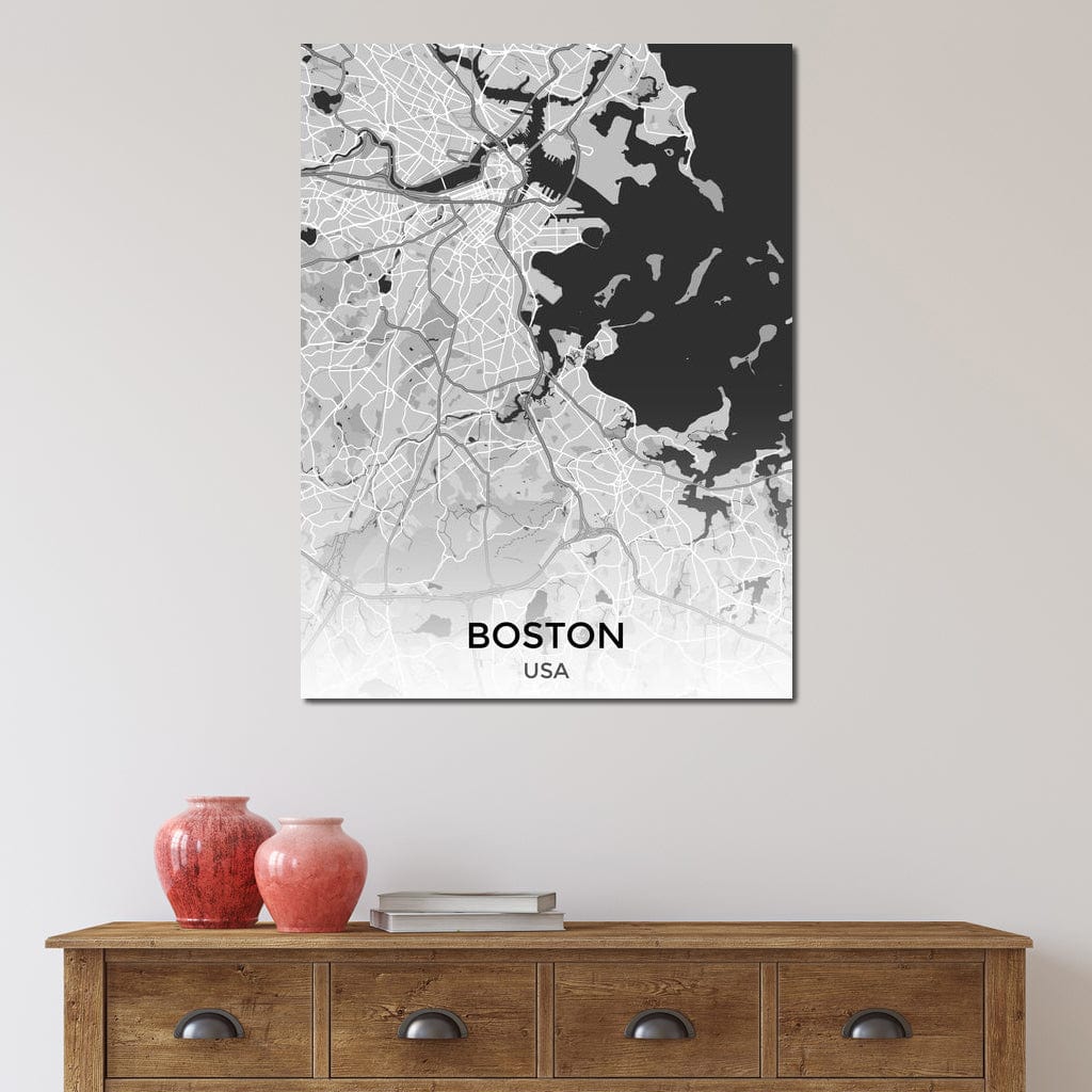 Map of Boston, USA Canvas Wall Art