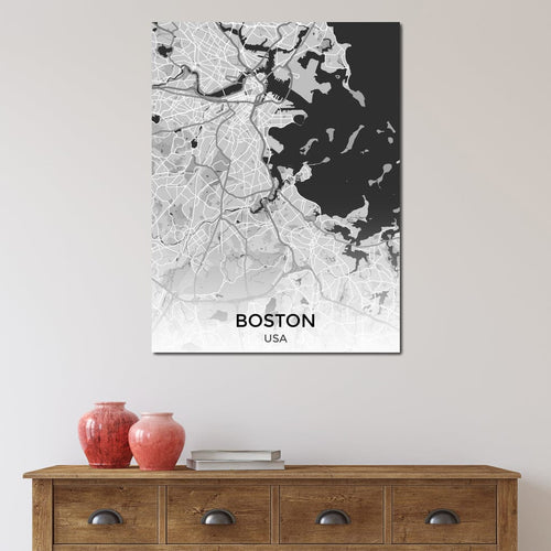 Map of Boston, USA Canvas Wall Art