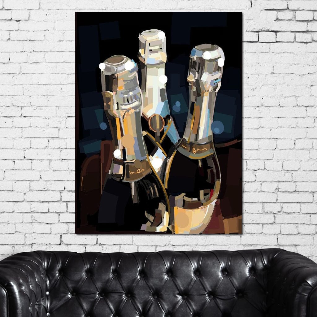 Champagne Bottles Canvas Wall Art
