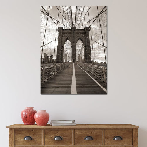 Brooklyn Bridge in Black & White Canvas Wall Art