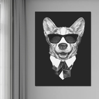 Dressed Up Corgi Canvas Wall Art