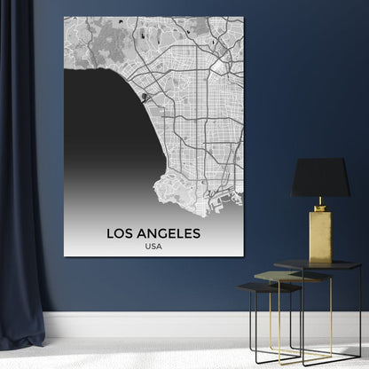Map of Los Angeles, USA Canvas Wall Art