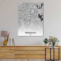 Map of Nashville, USA Canvas Wall Art
