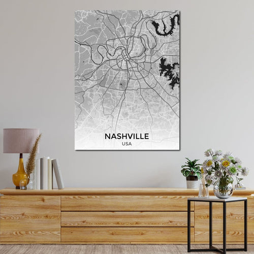 Map of Nashville, USA Canvas Wall Art