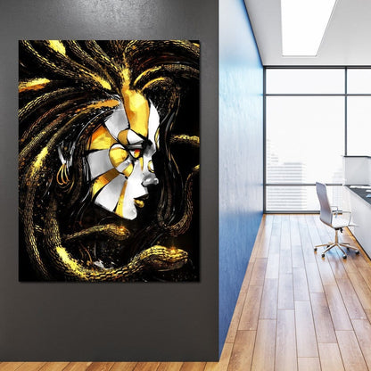 Golden Medusa Canvas Wall Art