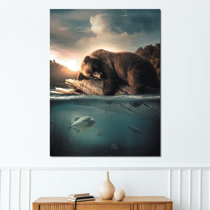 Floating Bear Canvas Wall Art