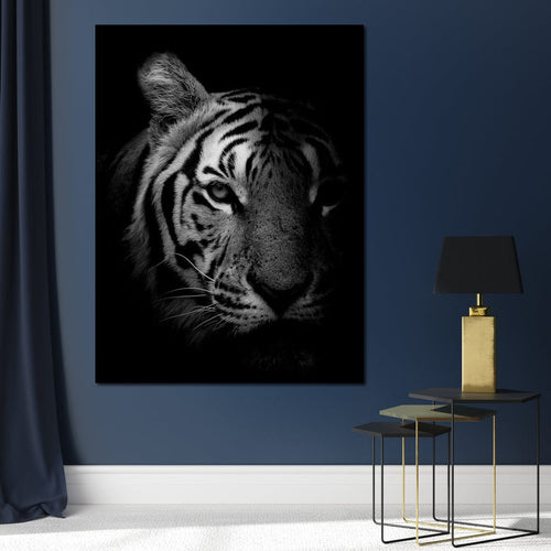Black and White Fading Tiger Canvas Wall Art