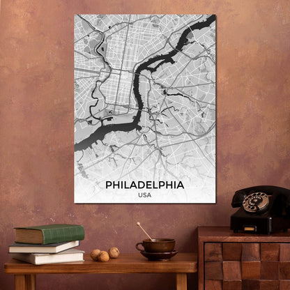 Map of Philadelphia, USA Canvas Wall Art