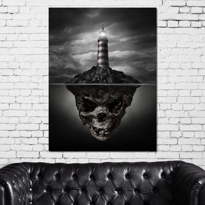 Skull Lighthouse Canvas Wall Art