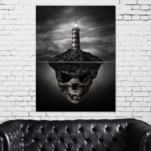Skull Lighthouse Canvas Wall Art