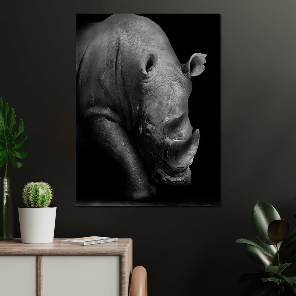 Black and White Rhino Canvas Wall Art
