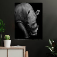 Black and White Rhino Canvas Wall Art