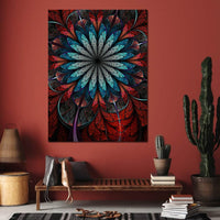Red Shade Fractal Flower Canvas Wall Art