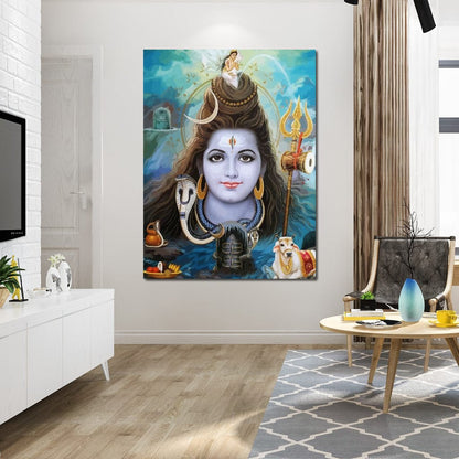 Lord Shiva Portrait Canvas Wall Art