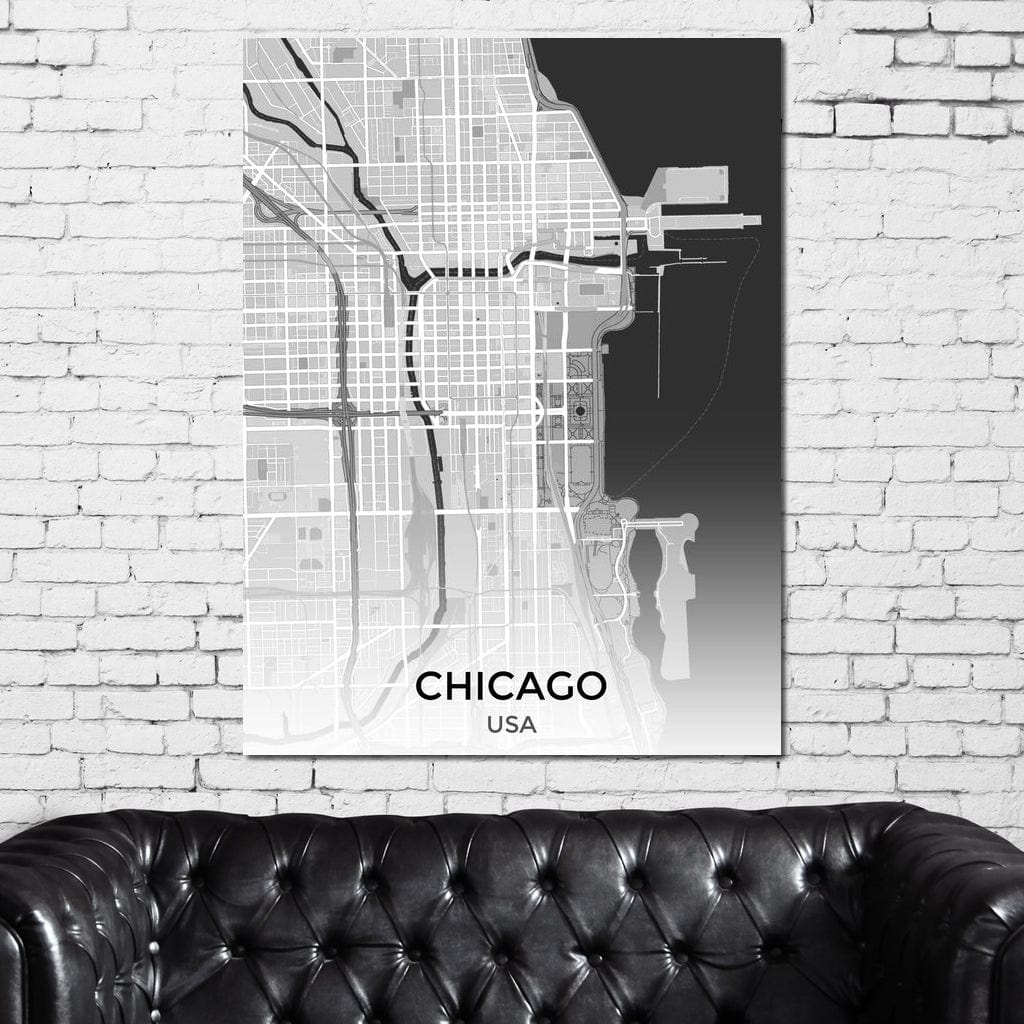 Map of Chicago, USA Canvas Wall Art