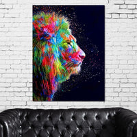 Colored Lion Canvas Wall Art