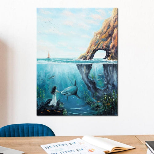 Swimming with the Shark Canvas Wall Art