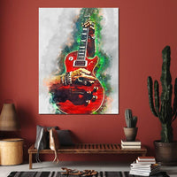 Slash Blood Red Guitar Canvas Wall Art