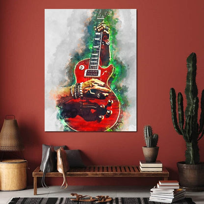 Slash Blood Red Guitar Canvas Wall Art
