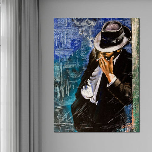 Smoking Man Canvas Wall Art