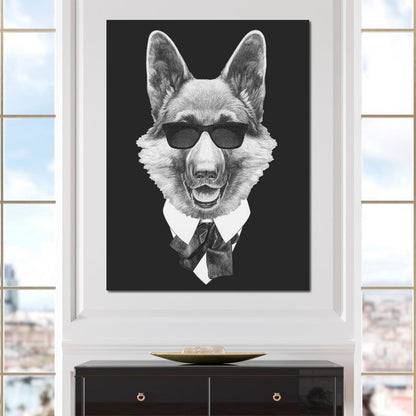 Dressed Up German Shepherd Canvas Wall Art