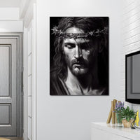Black & White Jesus Portrait Canvas Wall Art