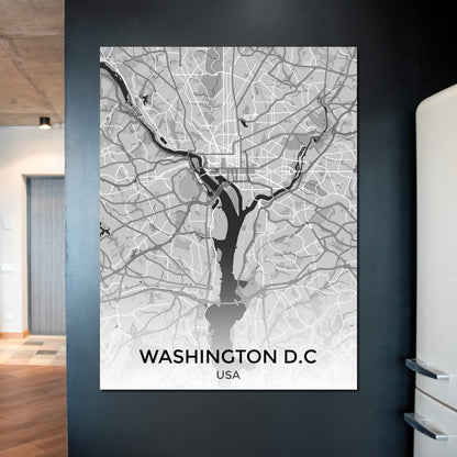 Map of Washington, USA Canvas Wall Art