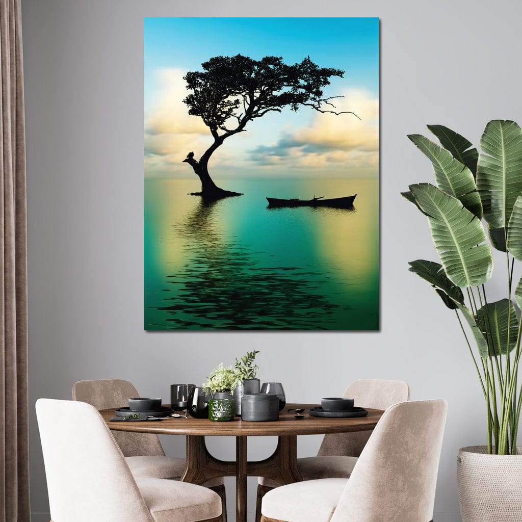 Cyan Tree Canvas Wall Art