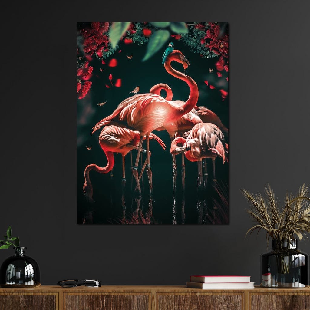 Glowing Flamingo Canvas Wall Art