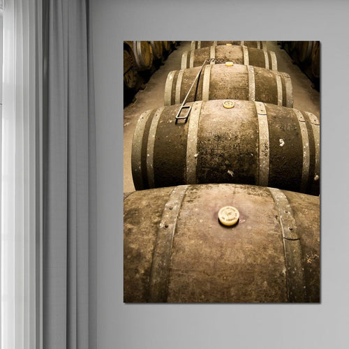 Rusted Wine Barrels Canvas Wall Art