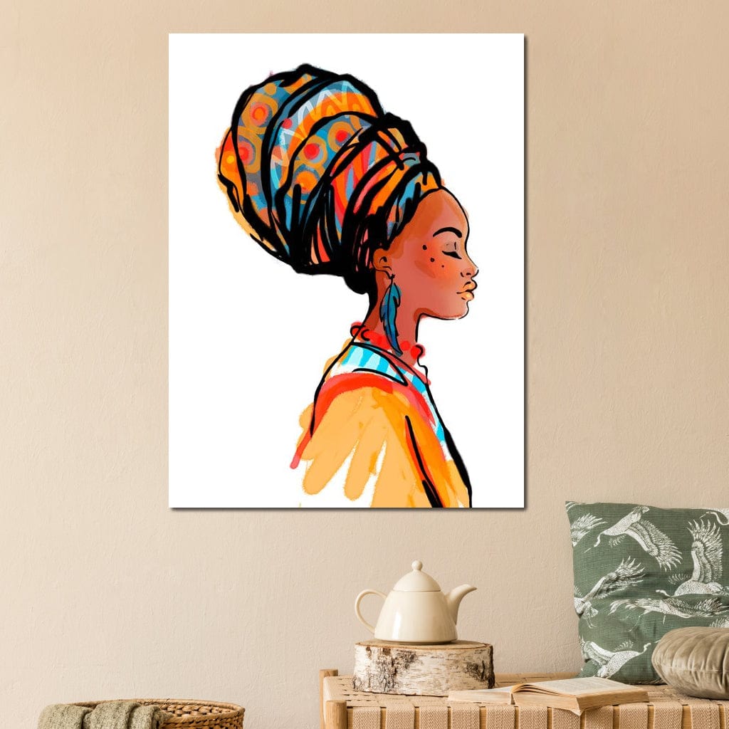 African Woman Turban Canvas Wall Art