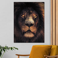 Scary Lion Canvas Wall Art