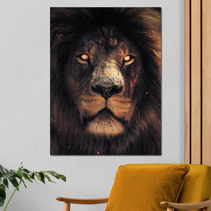 Scary Lion Canvas Wall Art