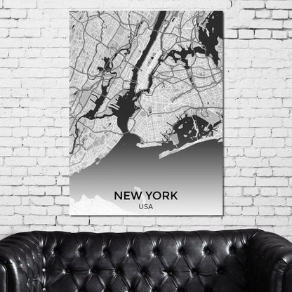 Map of New York City, USA Canvas Wall Art