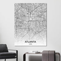 Map of Atlanta, USA Canvas Wall Art