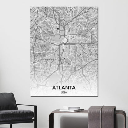 Map of Atlanta, USA Canvas Wall Art