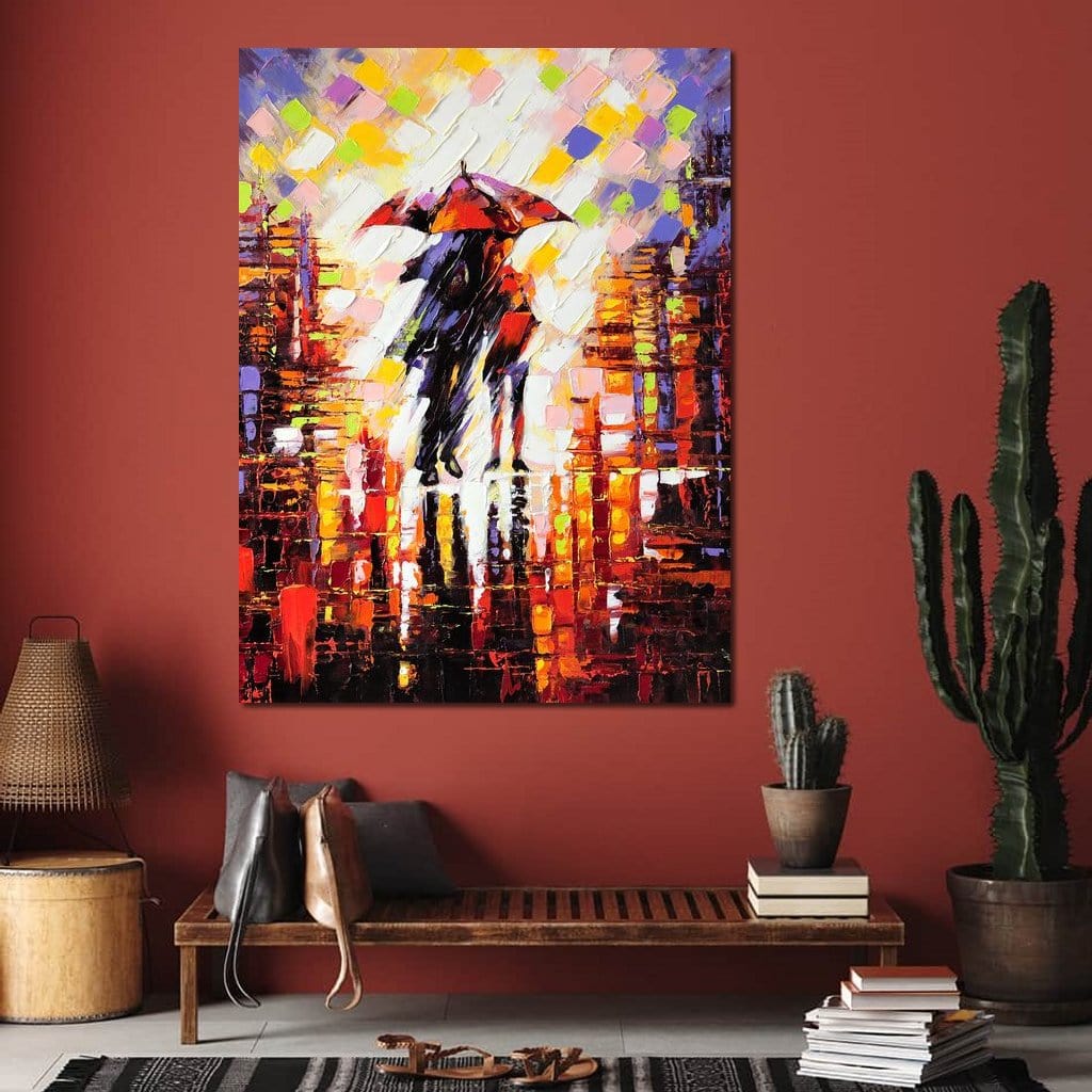 Enamoured Under The Umbrella Canvas Wall Art