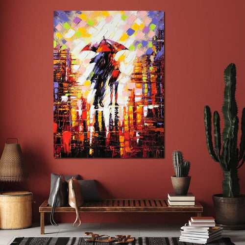 Enamoured Under The Umbrella Canvas Wall Art