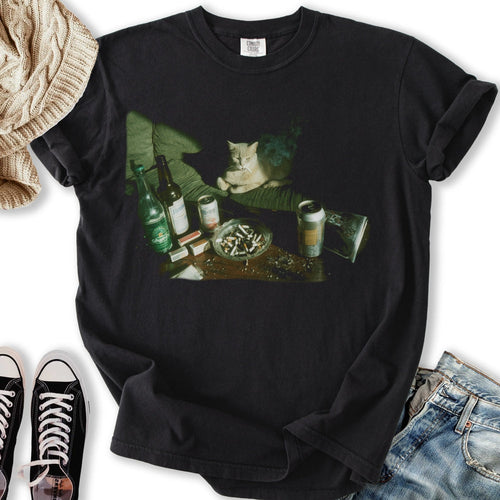 Retro Funny Smoking Cat Relaxed Tee