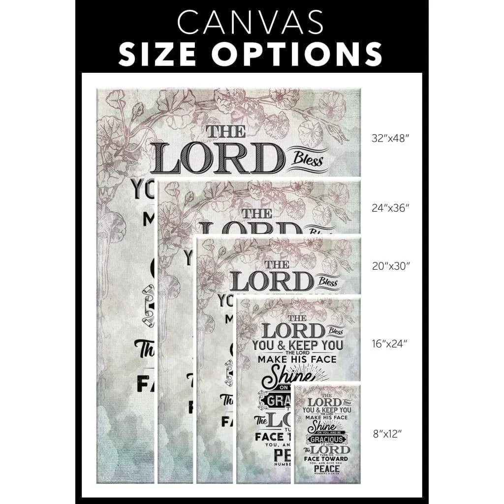 bible verse wall art numbers 6 24 26 the lord bless you and keep you canvas print (Landscape)